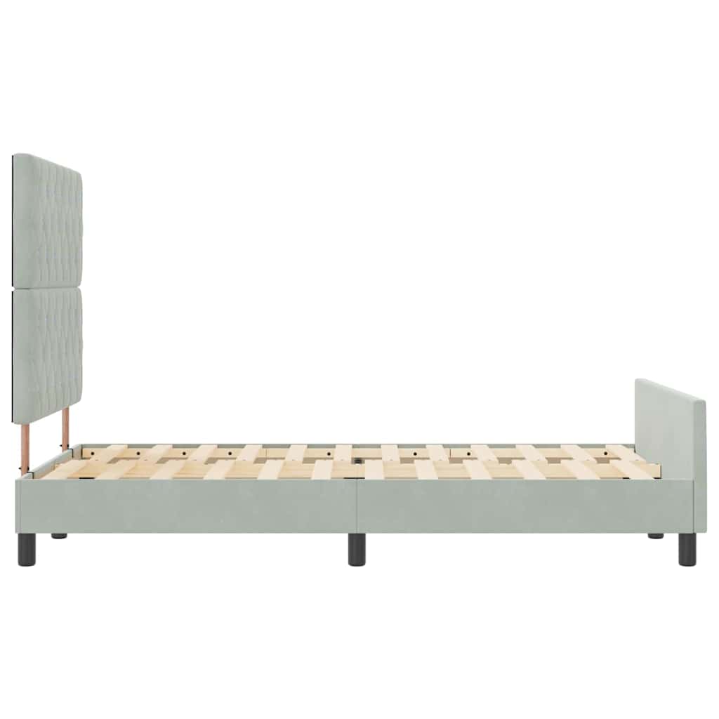 Sengestel Med Hovedgærde Lysegrå 120 X 200 Cm Fløjl - Billede 8