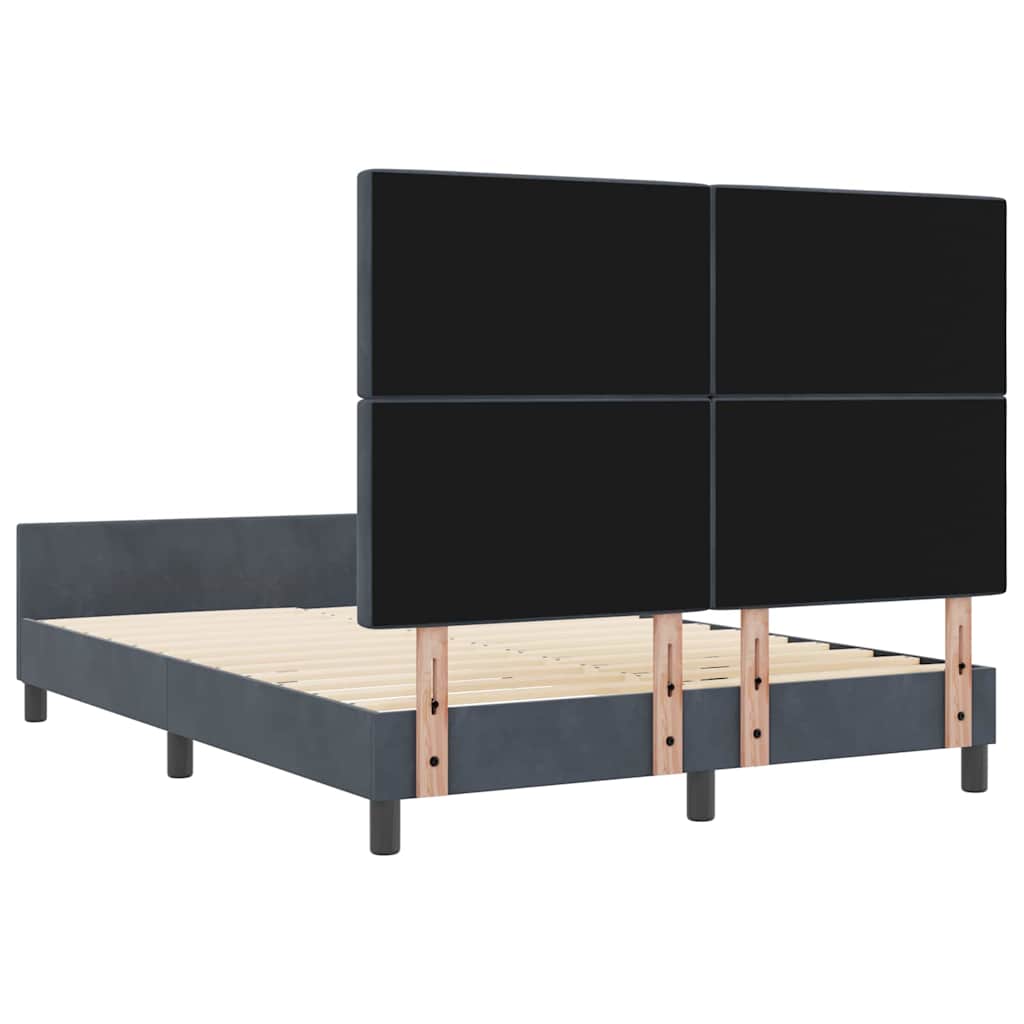 Sengestel Med Hovedgærde Mørkegrå 140 X 200 Cm Fløjl - Billede 9