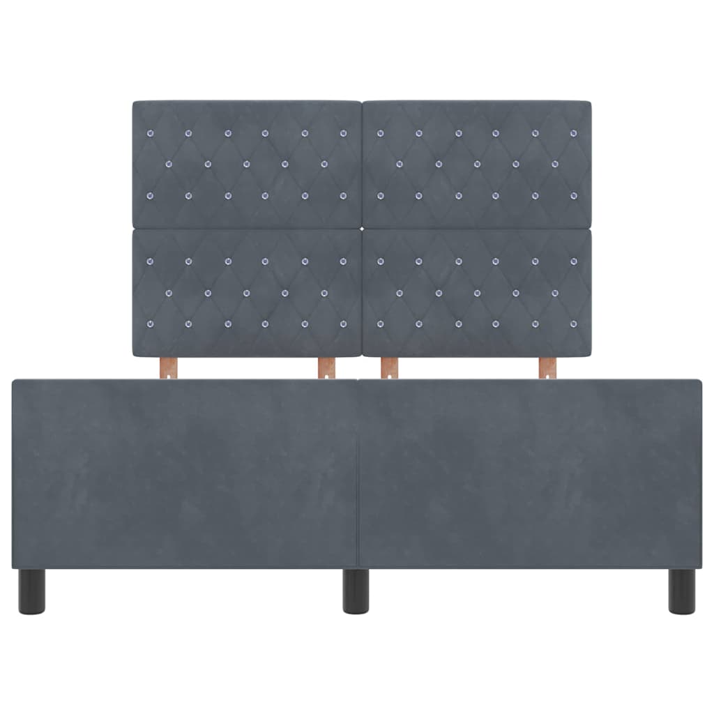 Sengestel Med Hovedgærde Mørkegrå 140 X 200 Cm Fløjl - Billede 7