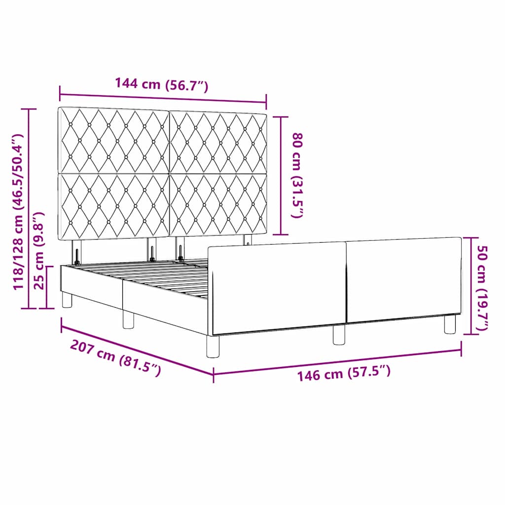 Sengestel Med Hovedgærde Sort 140 X 200 Cm Fløjl - Billede 13