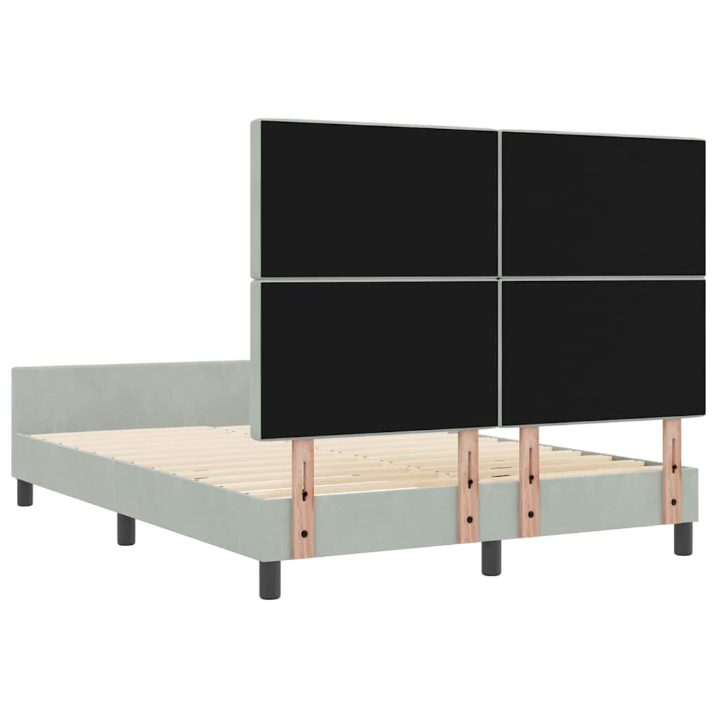 Sengestel Med Hovedgærde Lysegrå 160 X 200 Cm Fløjl - Billede 9