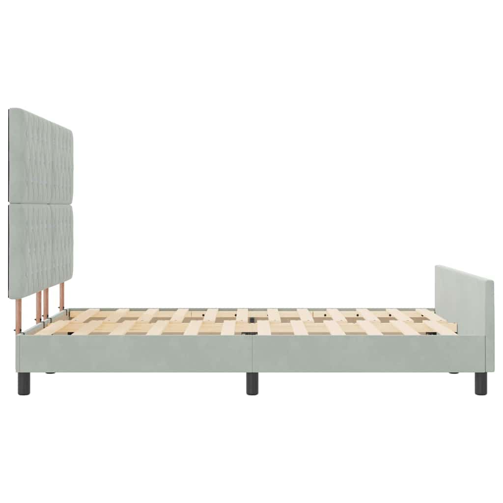 Sengestel Med Hovedgærde Lysegrå 160 X 200 Cm Fløjl - Billede 8