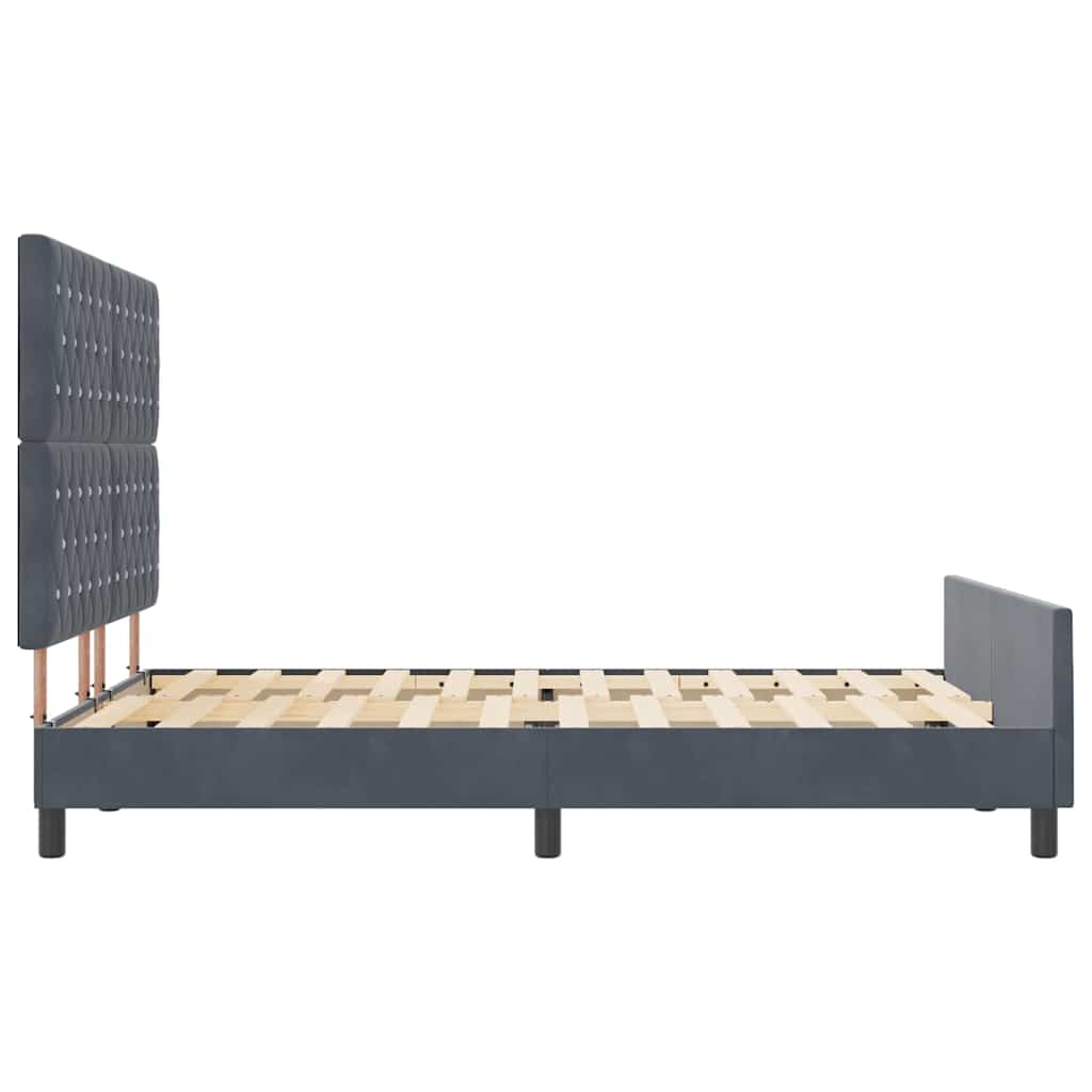 Sengestel Med Hovedgærde Mørkegrå 160 X 200 Cm Fløjl - Billede 8