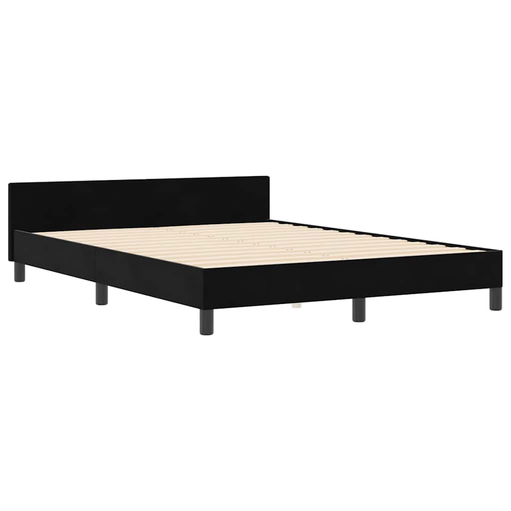 Sengestel Med Hovedgærde Sort 160 X 200 Cm Fløjl - Billede 5