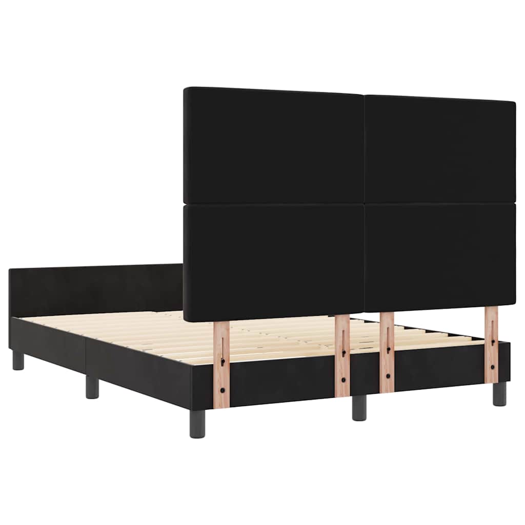 Sengestel Med Hovedgærde Sort 160 X 200 Cm Fløjl - Billede 9
