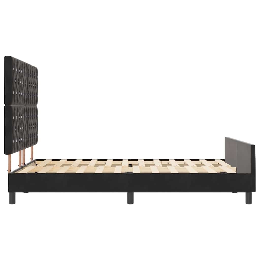 Sengestel Med Hovedgærde Sort 160 X 200 Cm Fløjl - Billede 8