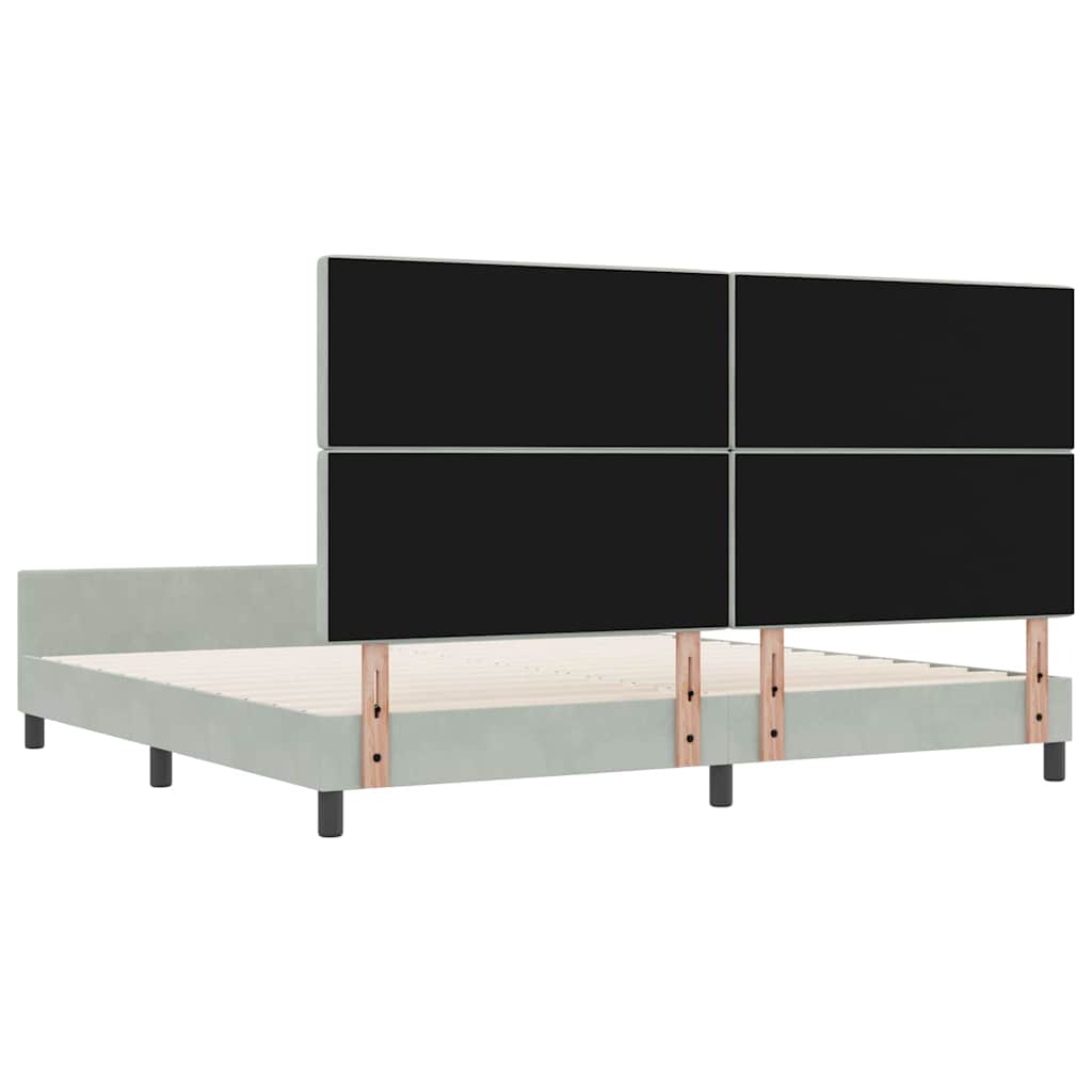 Sengestel Med Hovedgærde Lysegrå 200 X 200 Cm Fløjl - Billede 9