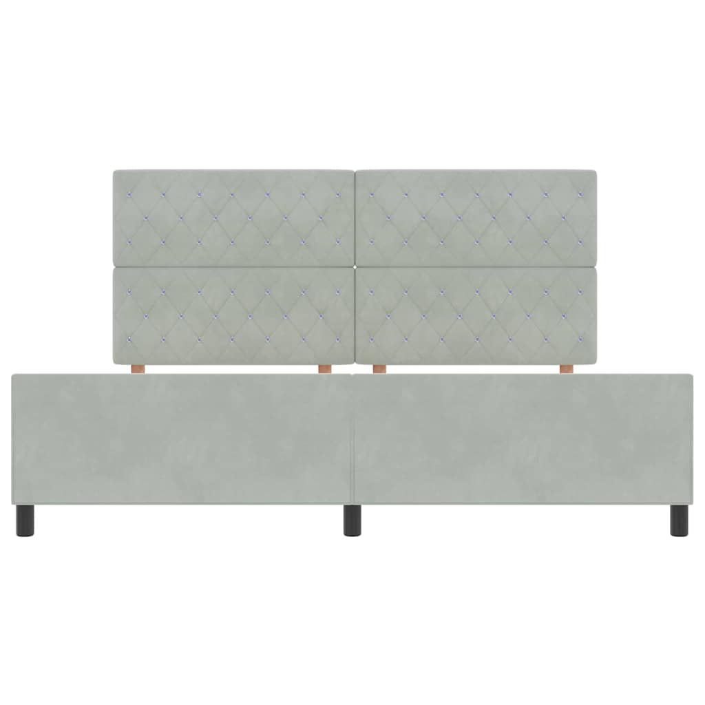 Sengestel Med Hovedgærde Lysegrå 200 X 200 Cm Fløjl - Billede 7