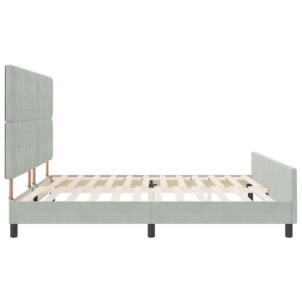 Sengestel Med Hovedgærde Lysegrå 200 X 200 Cm Fløjl - Billede 8