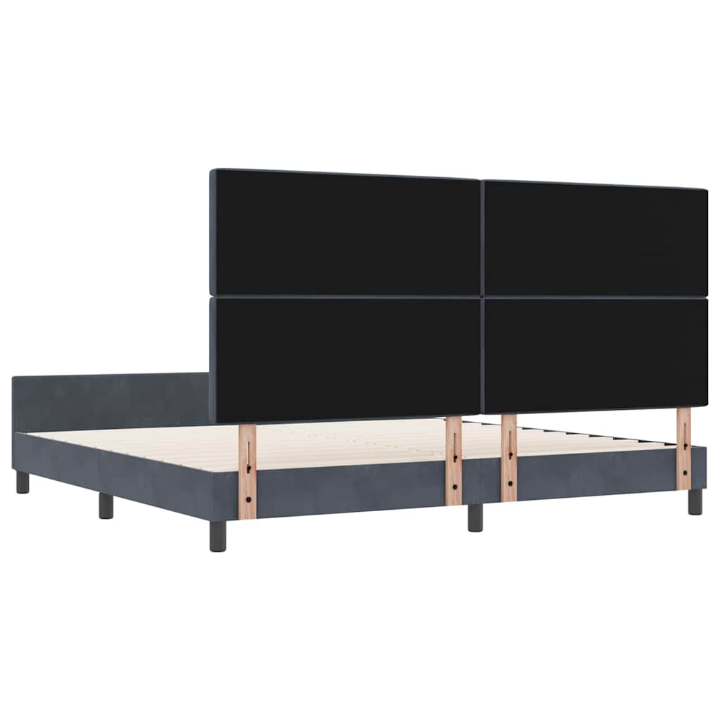 Sengestel Med Hovedgærde Mørkegrå 200 X 200 Cm Fløjl - Billede 9