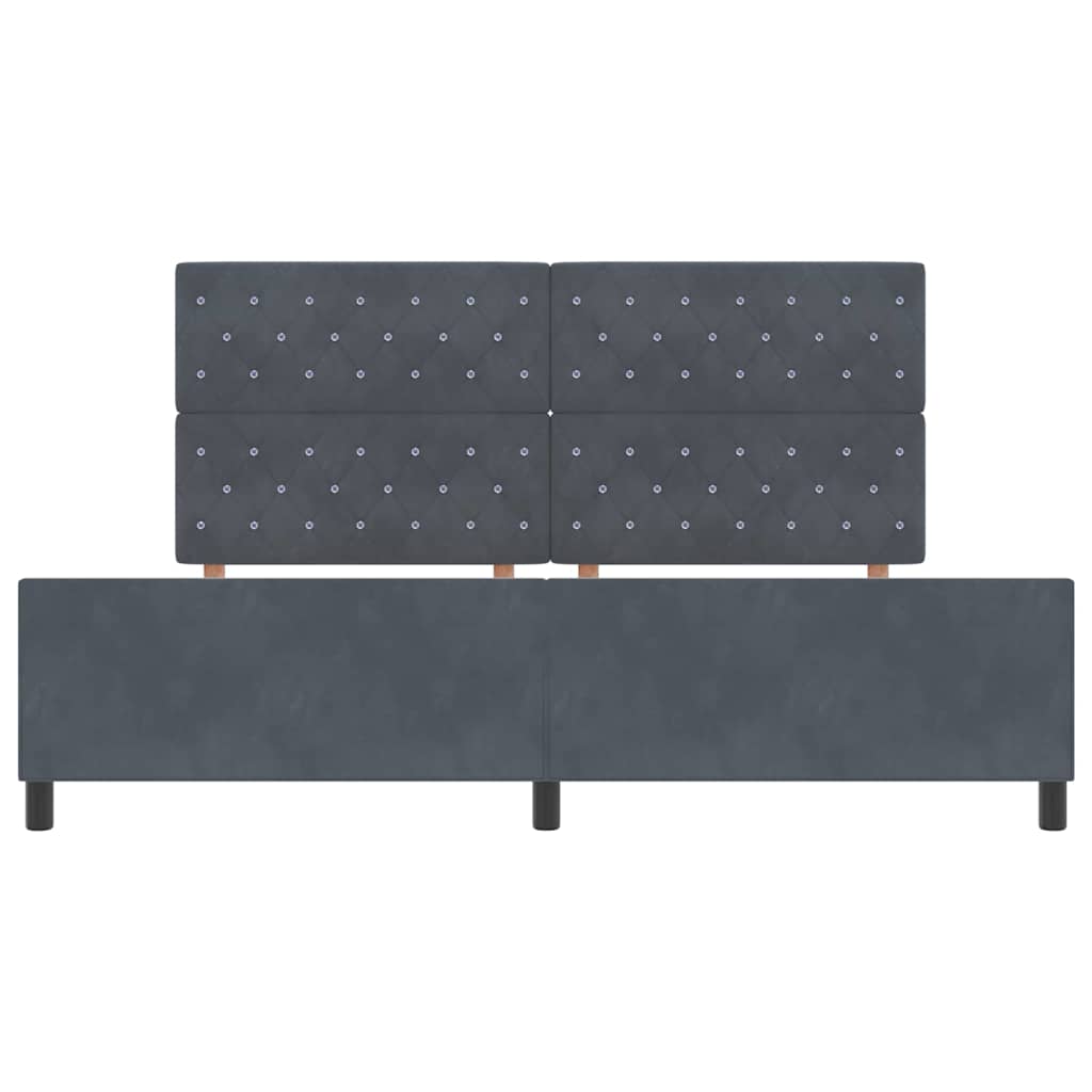 Sengestel Med Hovedgærde Mørkegrå 200 X 200 Cm Fløjl - Billede 7