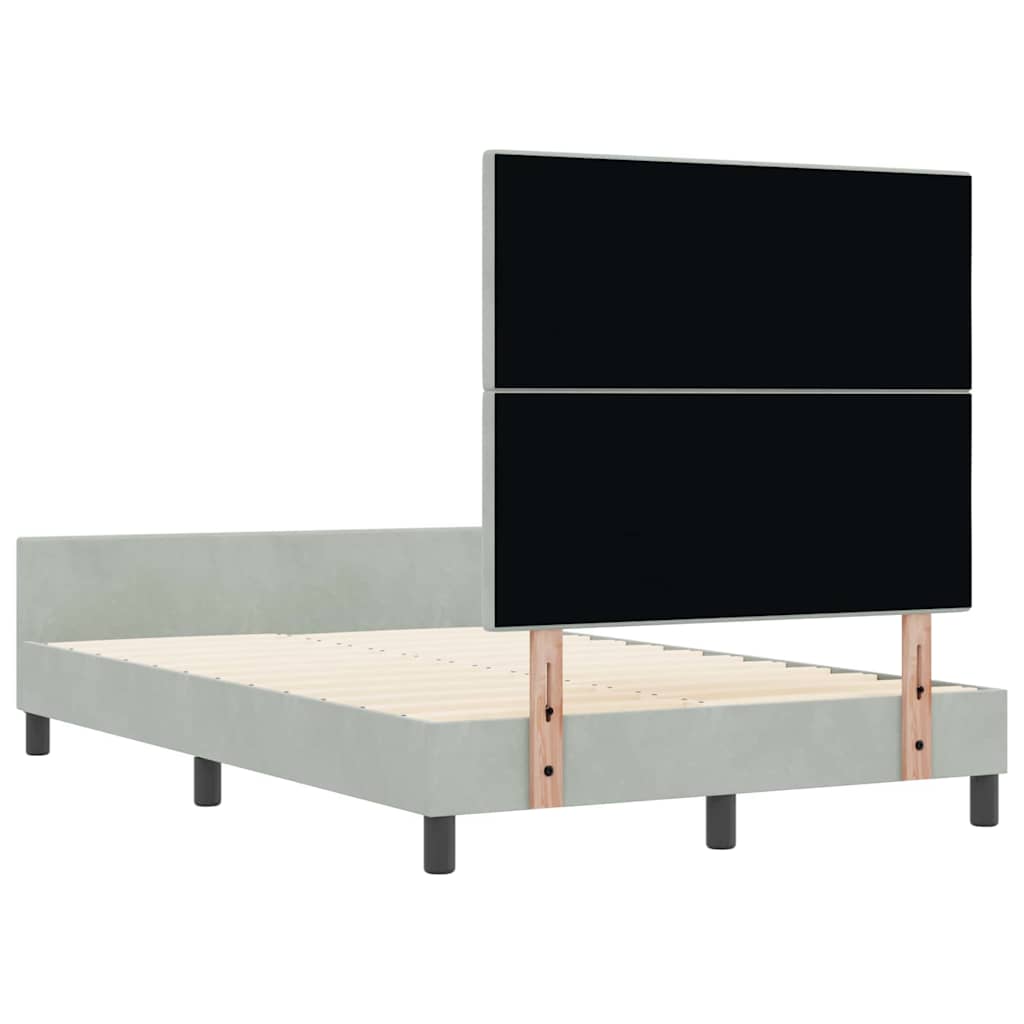 Sengestel Med Hovedgærde Lysegrå 120 X 190 Cm Fløjl - Billede 9