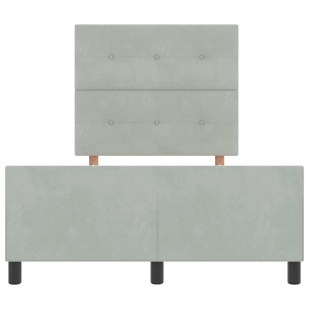 Sengestel Med Hovedgærde Lysegrå 120 X 190 Cm Fløjl - Billede 7
