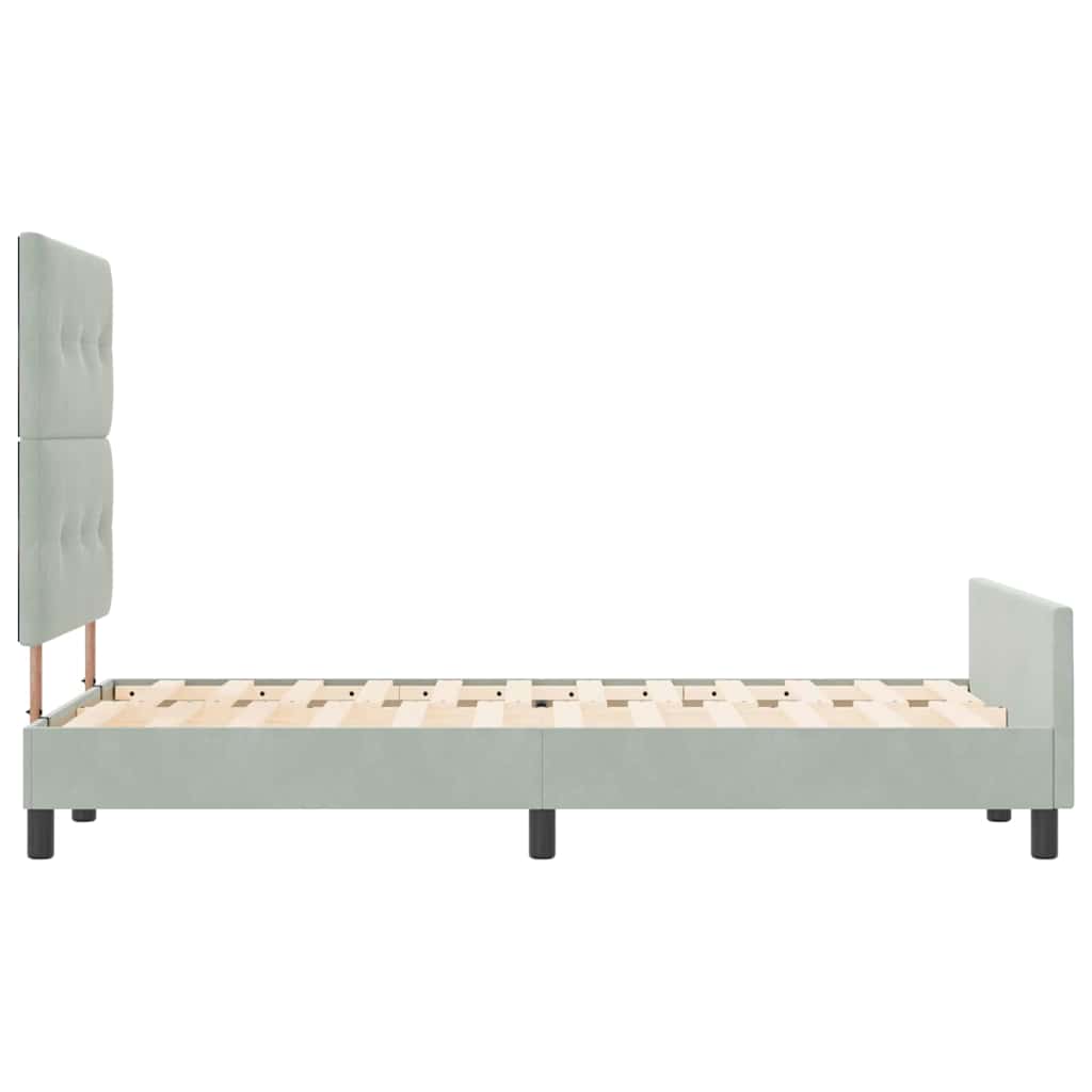 Sengestel Med Hovedgærde Lysegrå 120 X 190 Cm Fløjl - Billede 8
