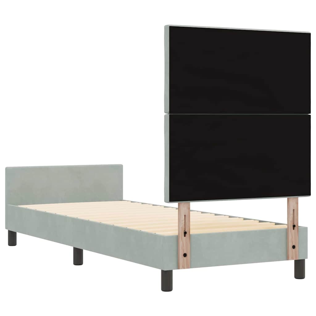 Sengestel Med Hovedgærde Lysegrå 80 X 200 Cm Fløjl - Billede 9