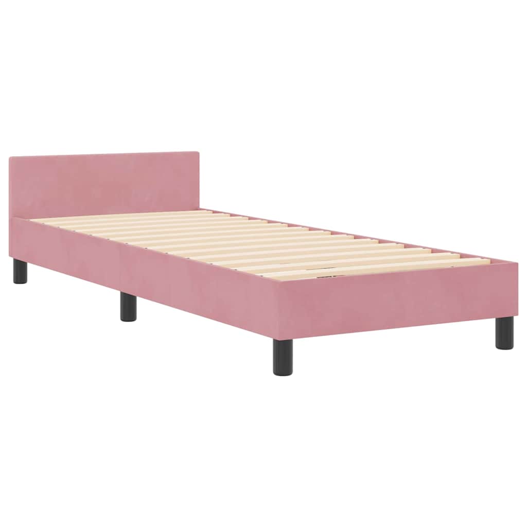 Sengestel Med Hovedgærde Lyserød 80 X 200 Cm Fløjl - Billede 2