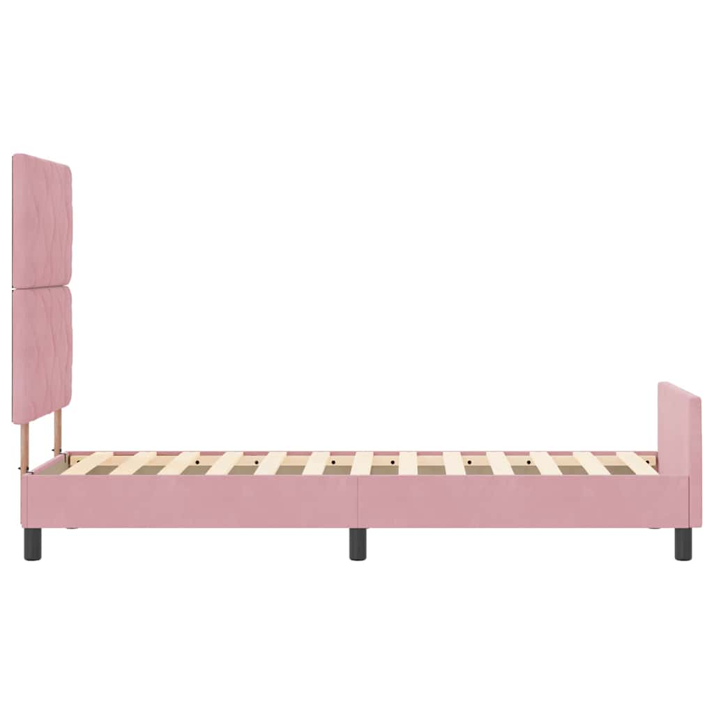 Sengestel Med Hovedgærde Lyserød 80 X 200 Cm Fløjl - Billede 8