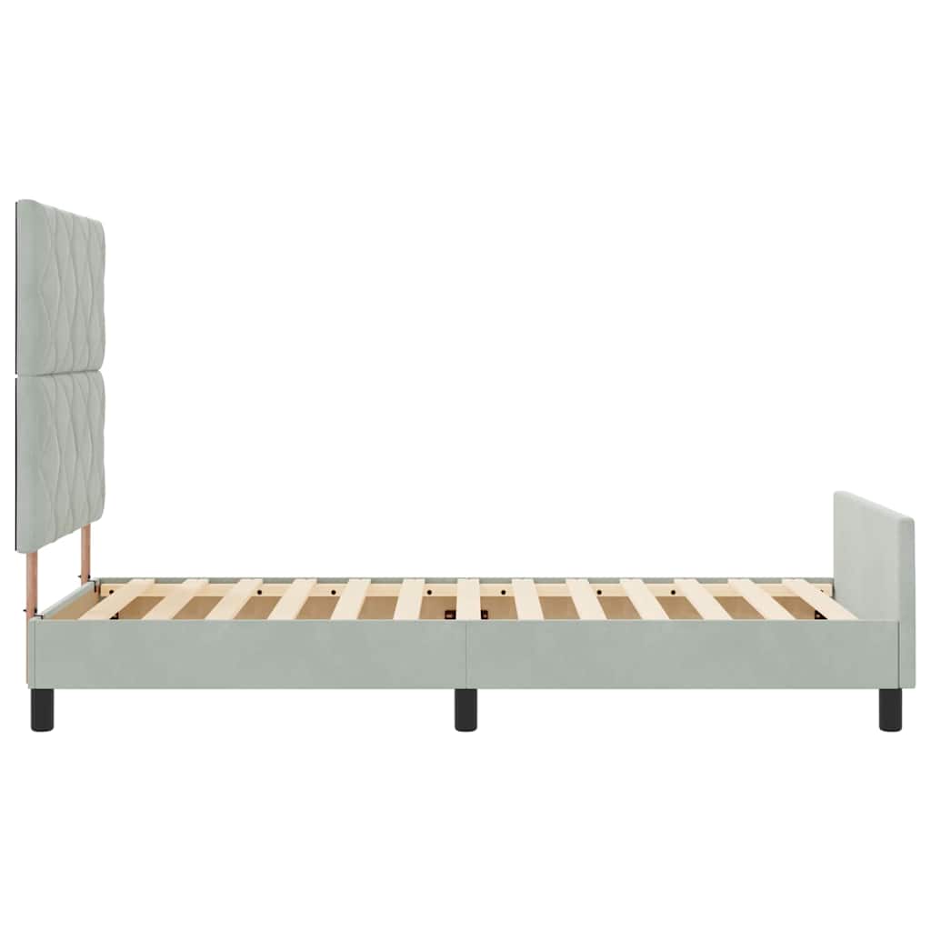 Sengestel Med Hovedgærde Lysegrå 100 X 200 Cm Fløjl - Billede 8