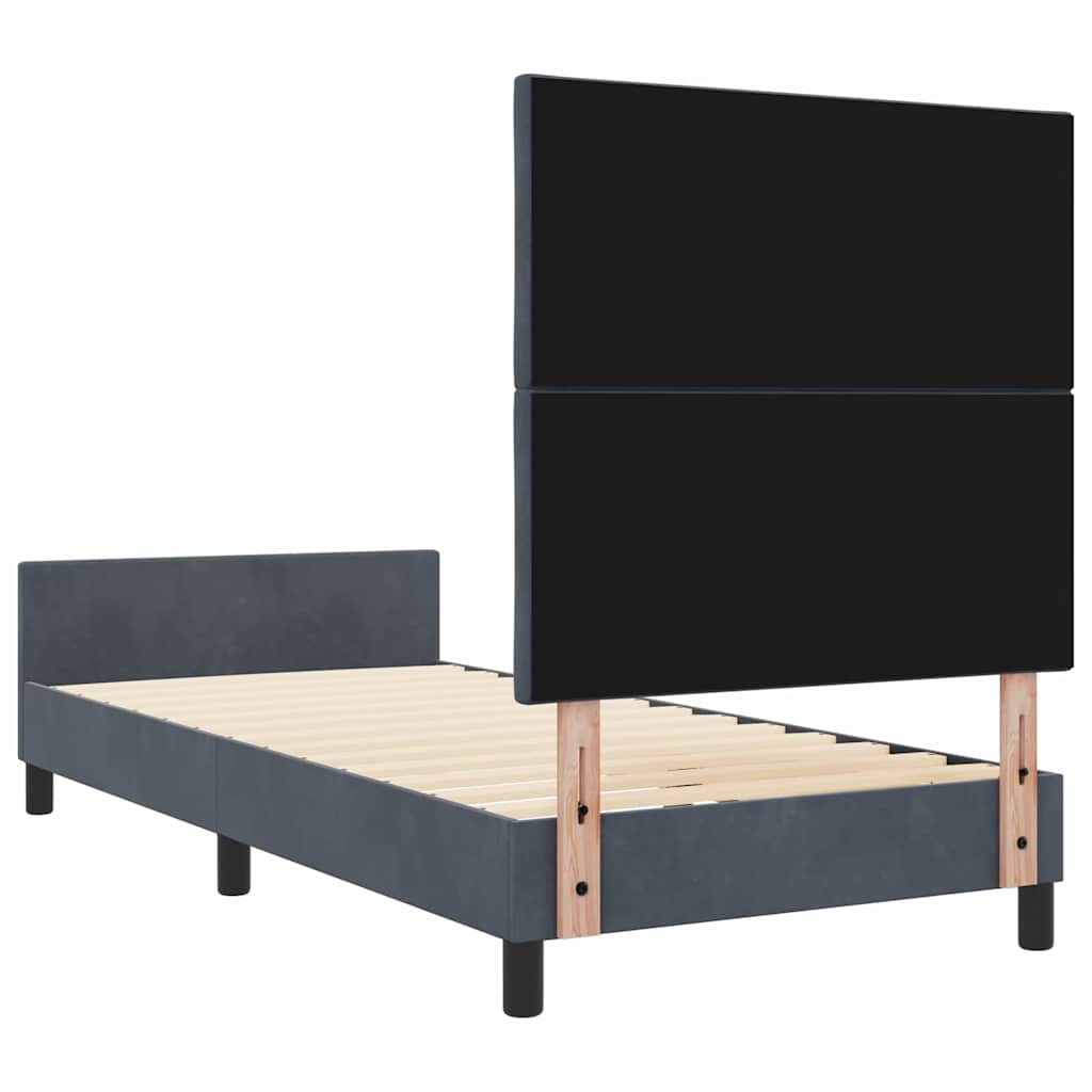 Sengestel Med Hovedgærde Mørkegrå 100 X 200 Cm Fløjl - Billede 9