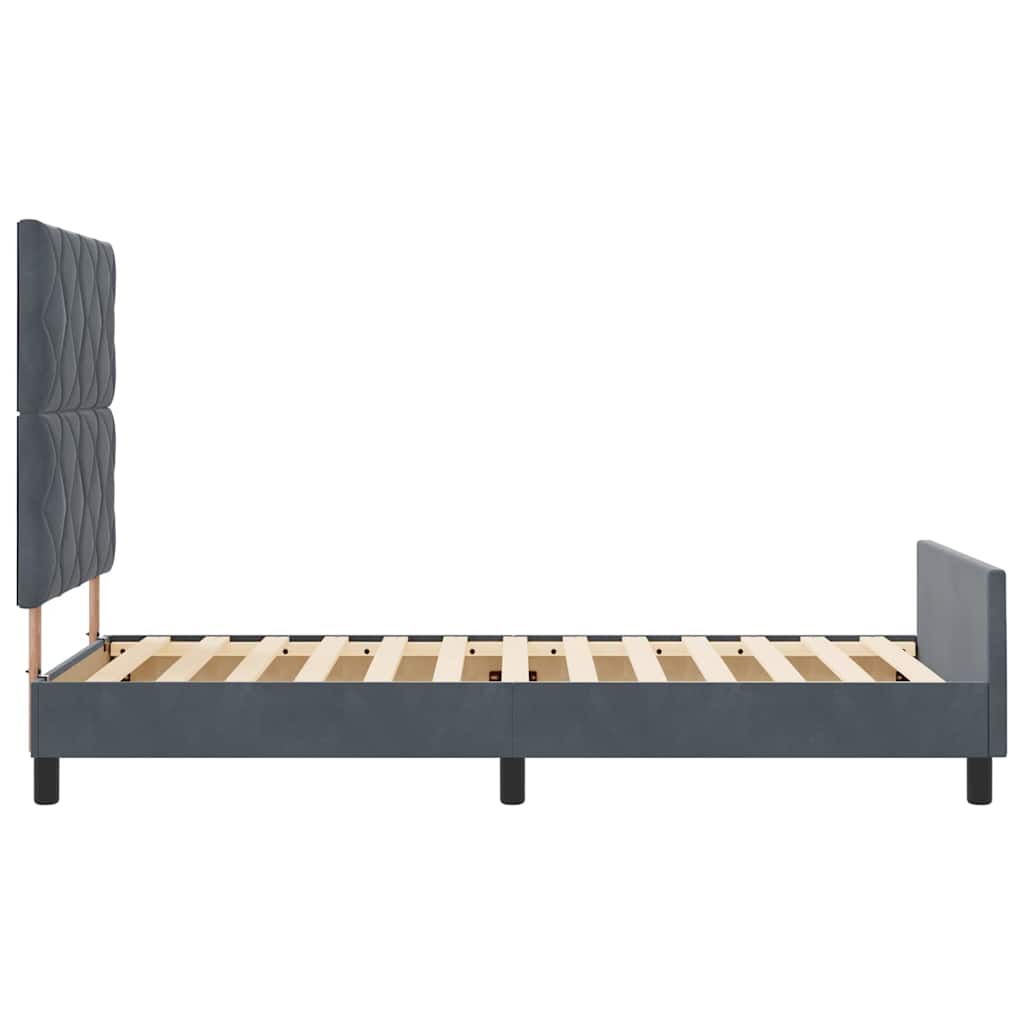 Sengestel Med Hovedgærde Mørkegrå 100 X 200 Cm Fløjl - Billede 8