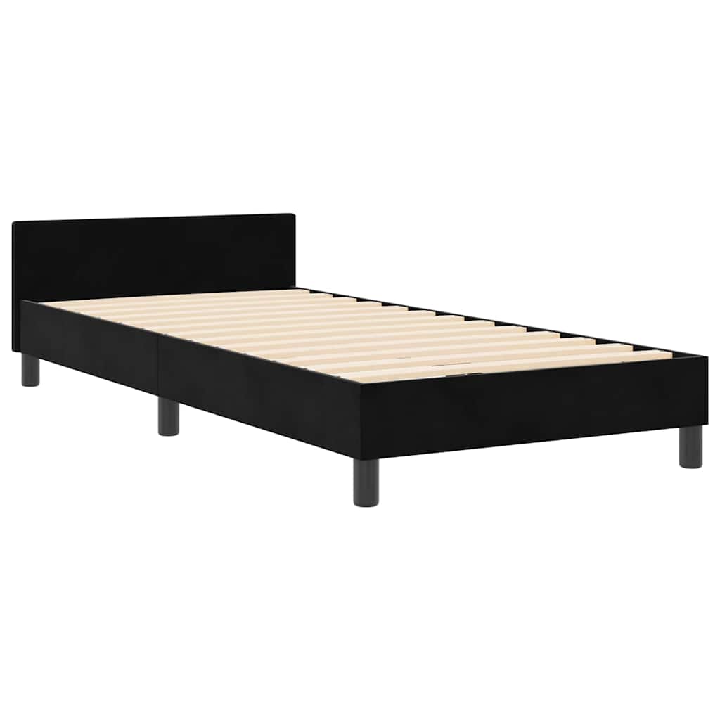 Sengestel Med Hovedgærde Sort 100 X 200 Cm Fløjl - Billede 2