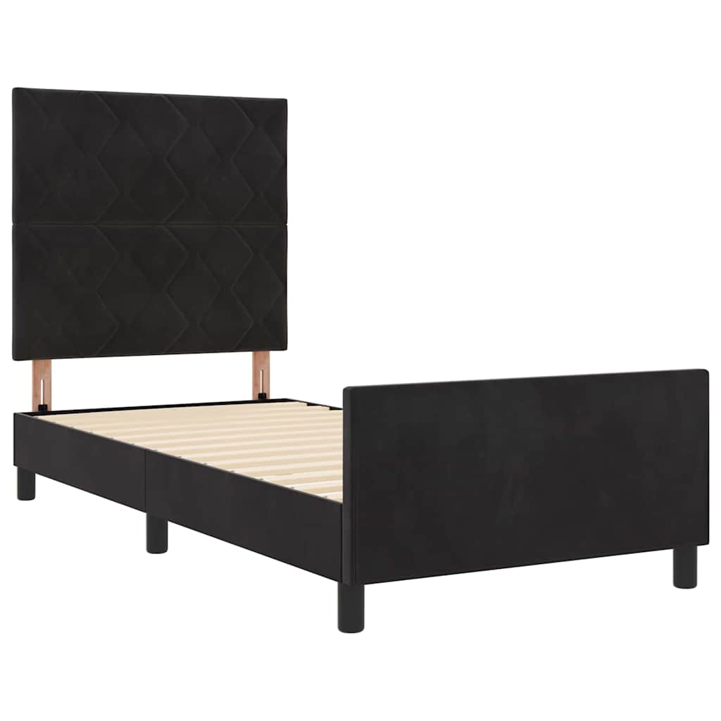 Sengestel Med Hovedgærde Sort 100 X 200 Cm Fløjl - Billede 5