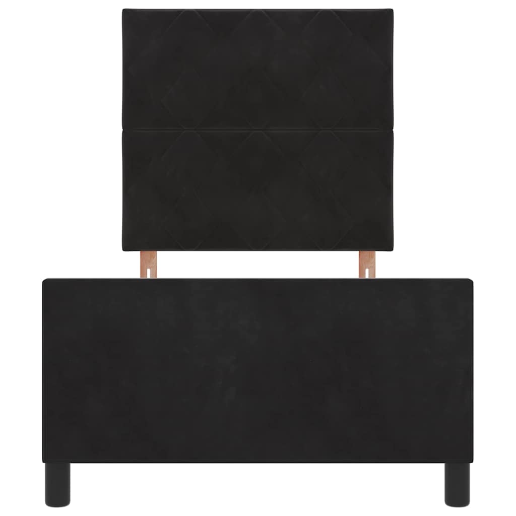 Sengestel Med Hovedgærde Sort 100 X 200 Cm Fløjl - Billede 7