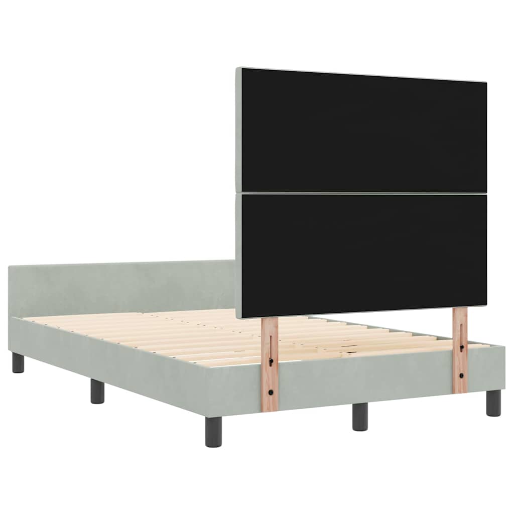 Sengestel Med Hovedgærde Lysegrå 120 X 190 Cm Fløjl - Billede 9