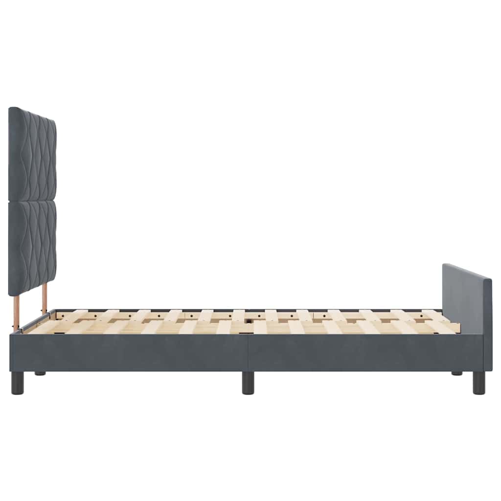 Sengestel Med Hovedgærde Mørkegrå 120 X 190 Cm Fløjl - Billede 8