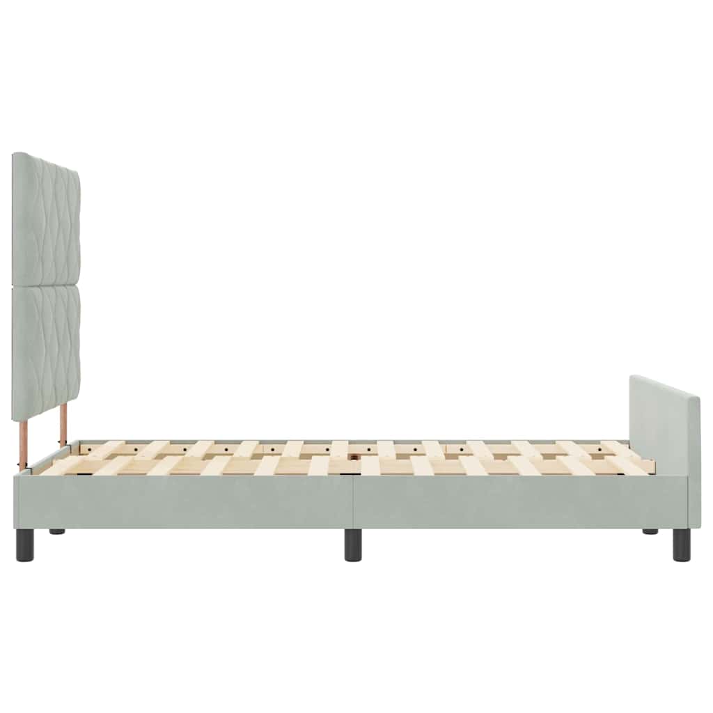 Sengestel Med Hovedgærde Lysegrå 120 X 200 Cm Fløjl - Billede 8