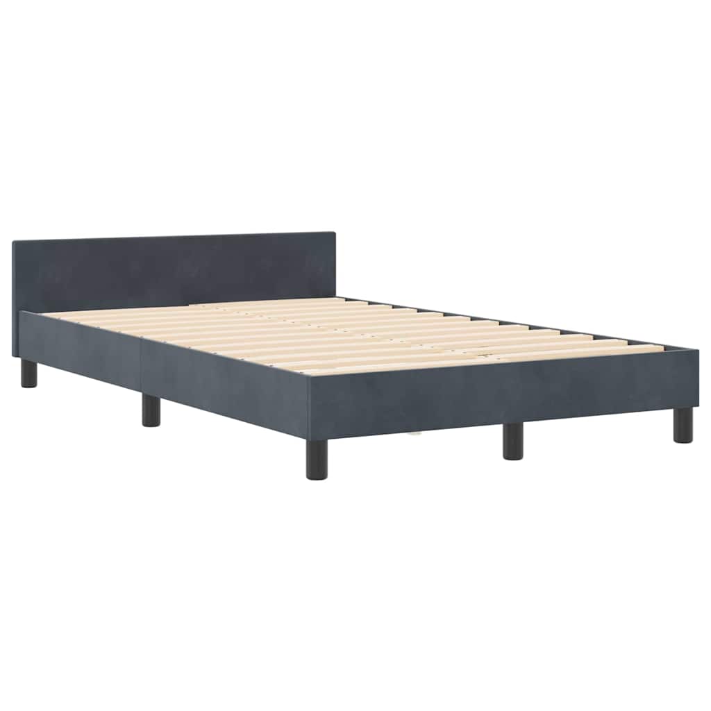 Sengestel Med Hovedgærde Mørkegrå 120 X 200 Cm Fløjl - Billede 2
