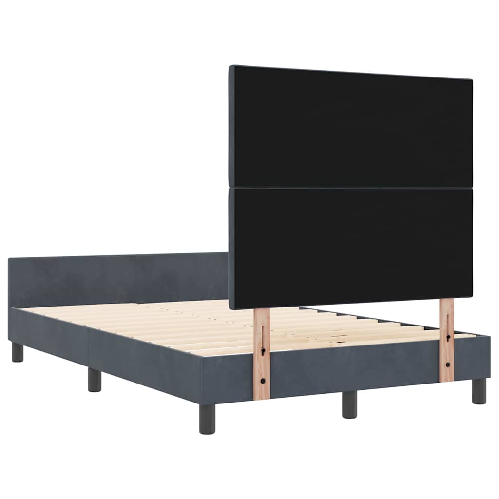 Sengestel Med Hovedgærde Mørkegrå 120 X 200 Cm Fløjl - Billede 9