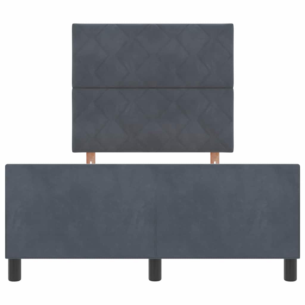 Sengestel Med Hovedgærde Mørkegrå 120 X 200 Cm Fløjl - Billede 7