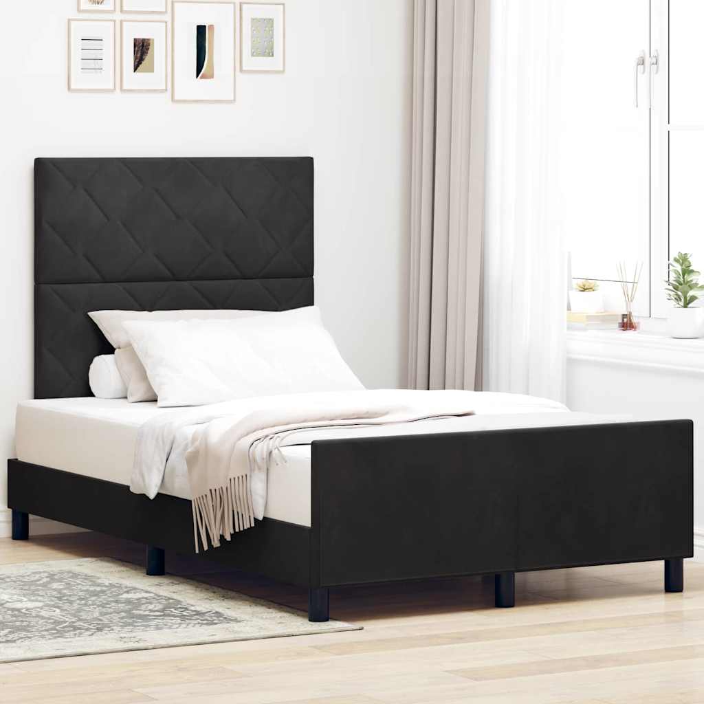 Sengestel Med Hovedgærde Sort 120 X 200 Cm Fløjl - Hovedbillede