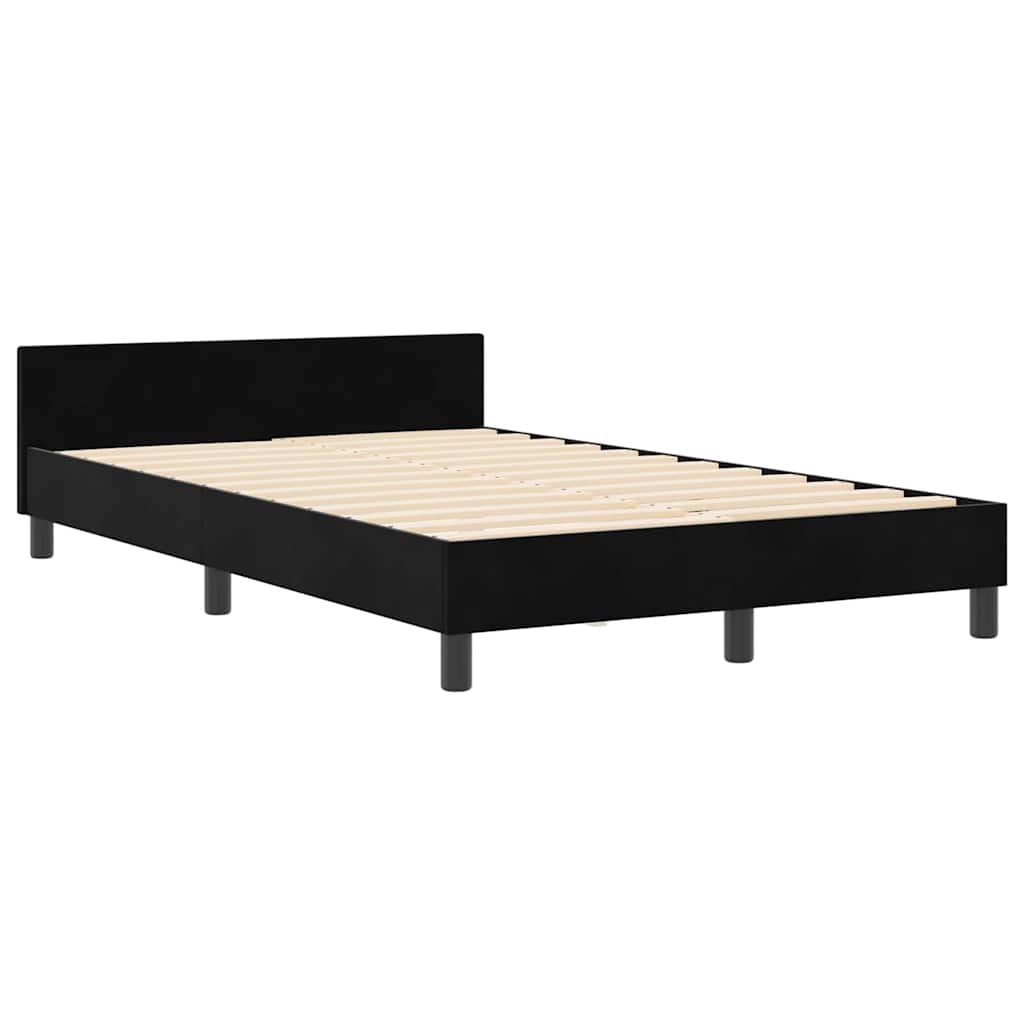 Sengestel Med Hovedgærde Sort 120 X 200 Cm Fløjl - Billede 2