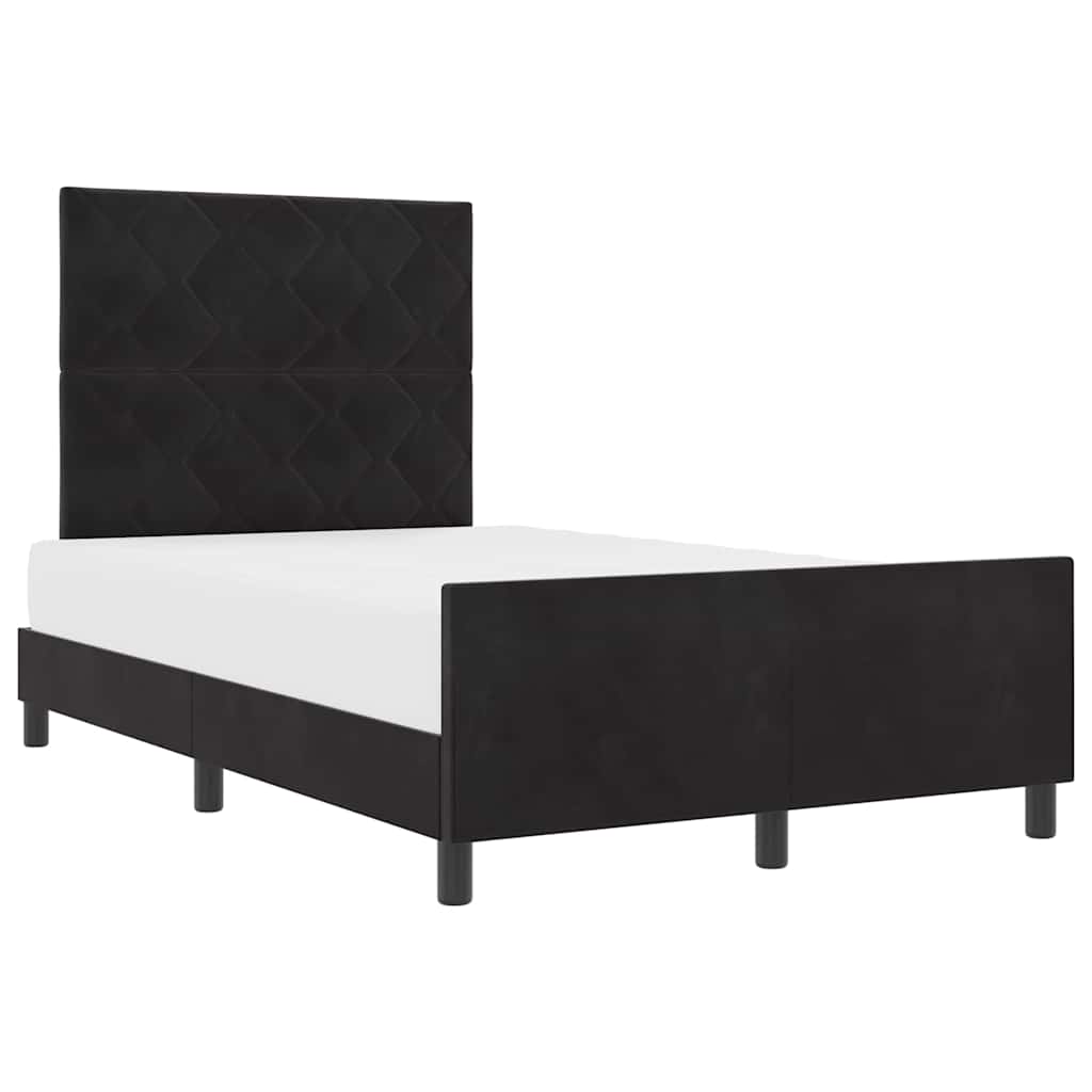 Sengestel Med Hovedgærde Sort 120 X 200 Cm Fløjl - Billede 3