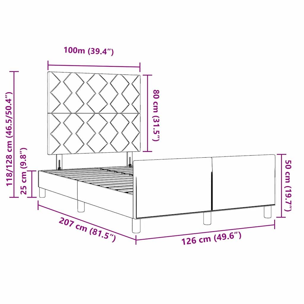 Sengestel Med Hovedgærde Sort 120 X 200 Cm Fløjl - Billede 13