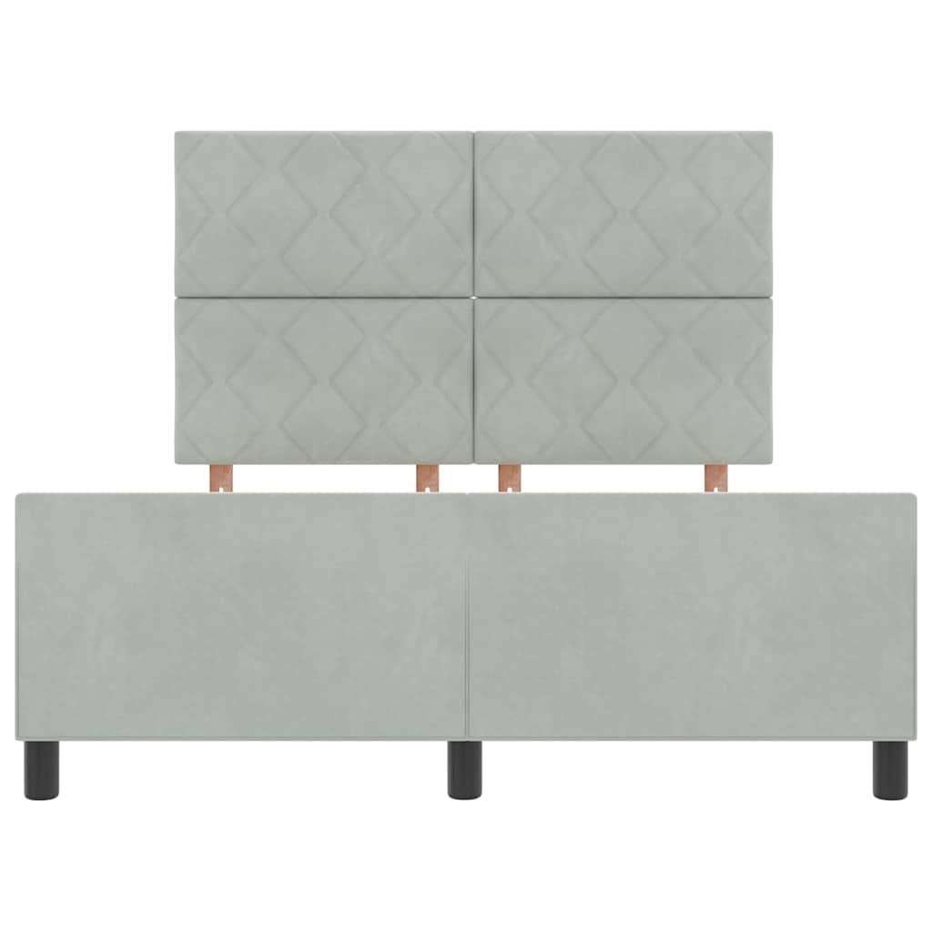 Sengestel Med Hovedgærde Lysegrå 140 X 190 Cm Fløjl - Billede 7