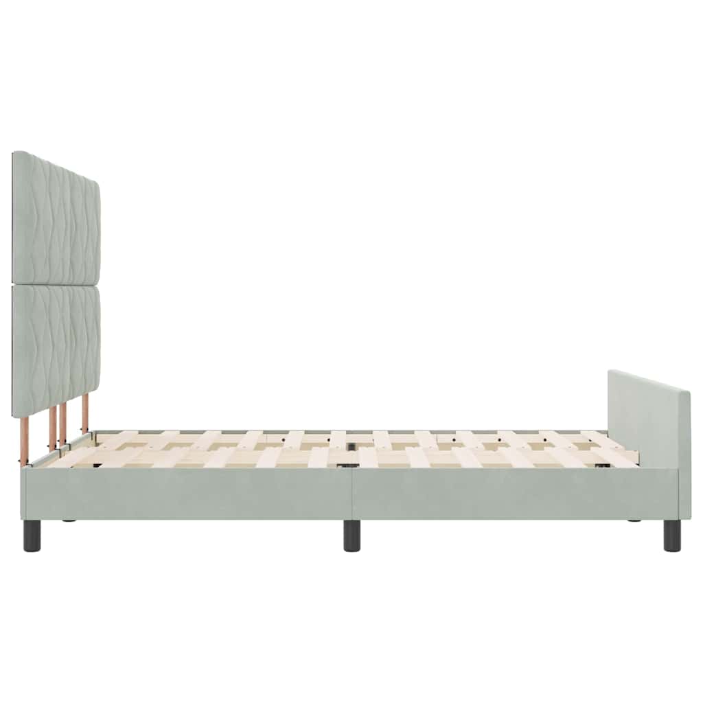 Sengestel Med Hovedgærde Lysegrå 140 X 190 Cm Fløjl - Billede 8