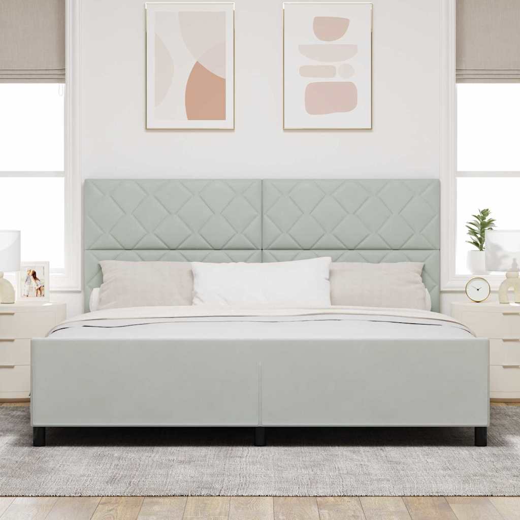 Sengestel Med Hovedgærde Lysegrå 200 X 200 Cm Fløjl - Billede 4