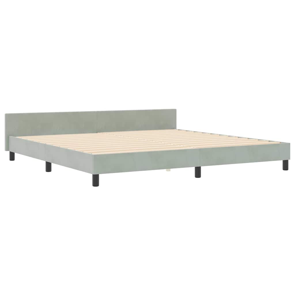 Sengestel Med Hovedgærde Lysegrå 200 X 200 Cm Fløjl - Billede 2