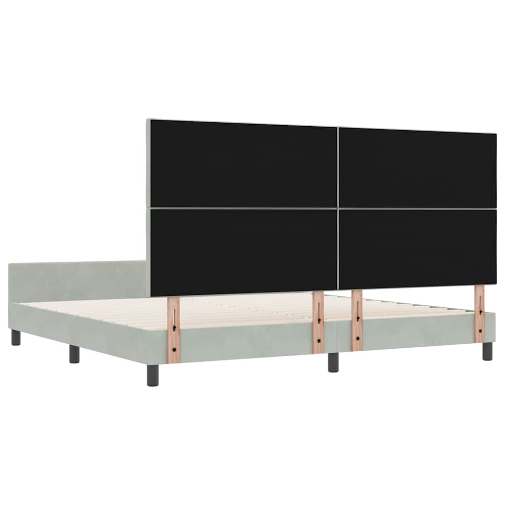 Sengestel Med Hovedgærde Lysegrå 200 X 200 Cm Fløjl - Billede 9