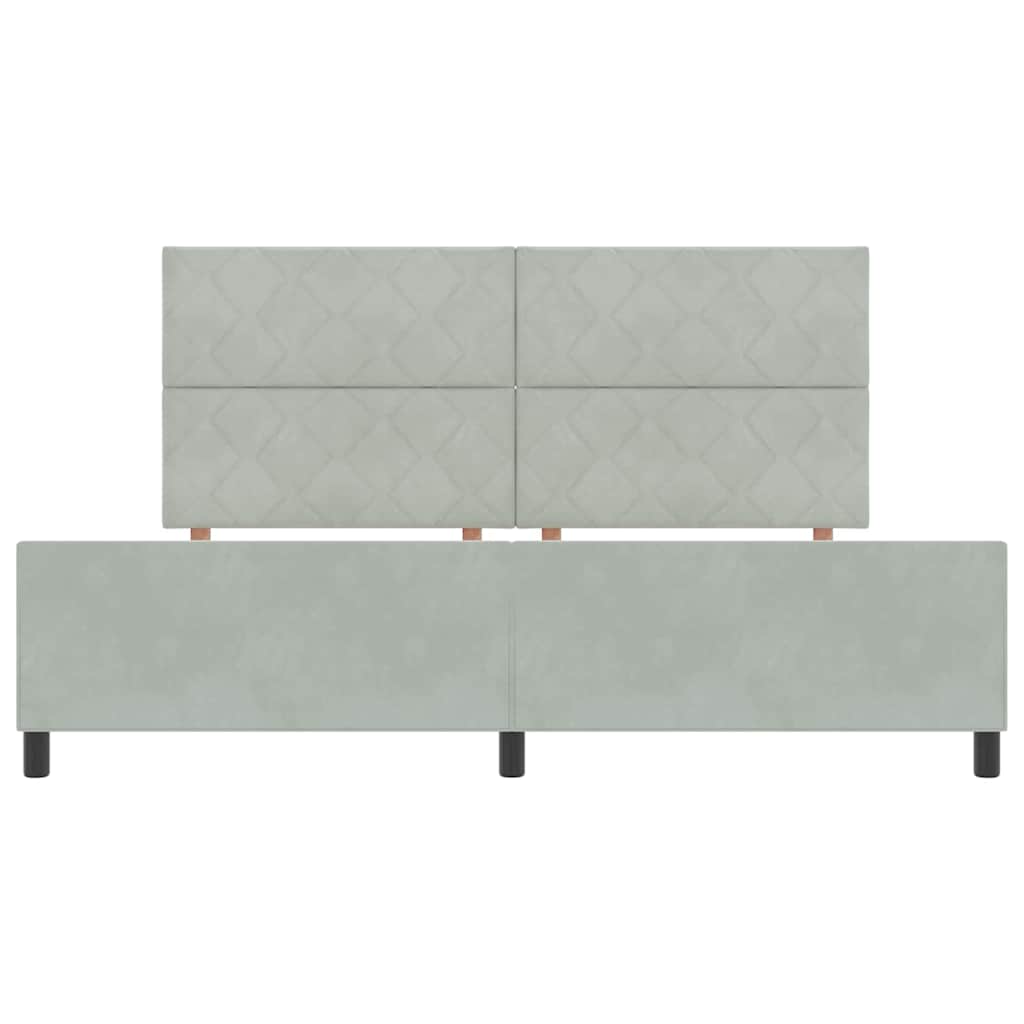 Sengestel Med Hovedgærde Lysegrå 200 X 200 Cm Fløjl - Billede 7