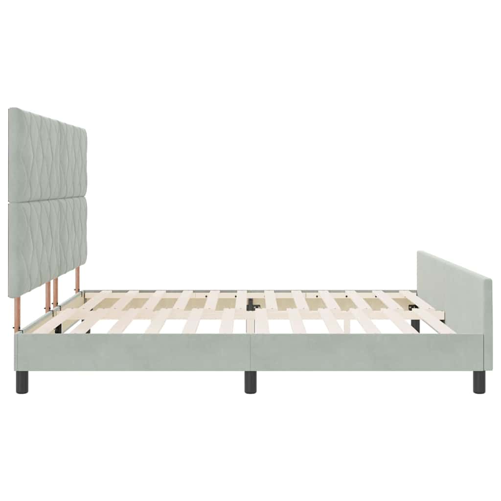 Sengestel Med Hovedgærde Lysegrå 200 X 200 Cm Fløjl - Billede 8