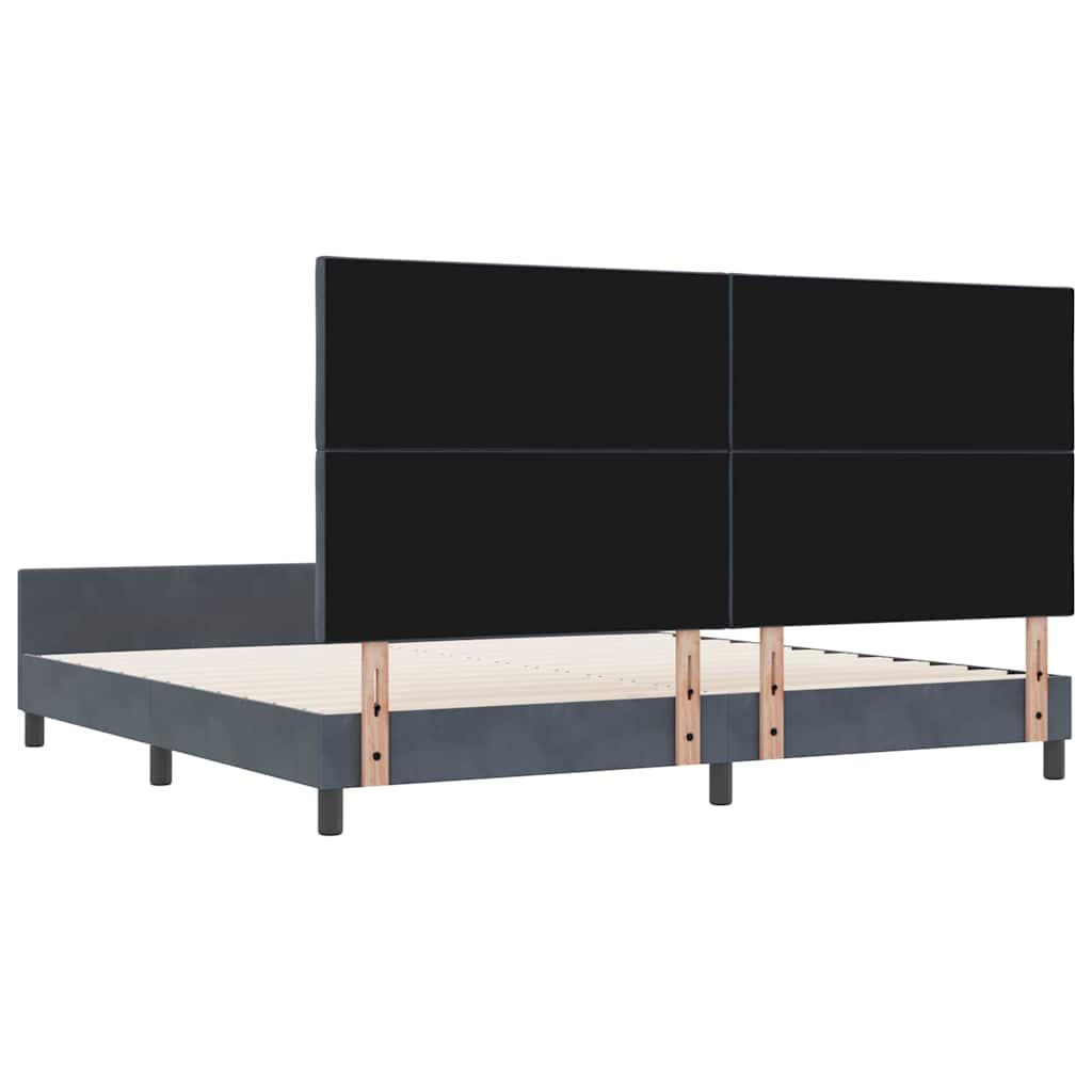 Sengestel Med Hovedgærde Mørkegrå 200 X 200 Cm Fløjl - Billede 9