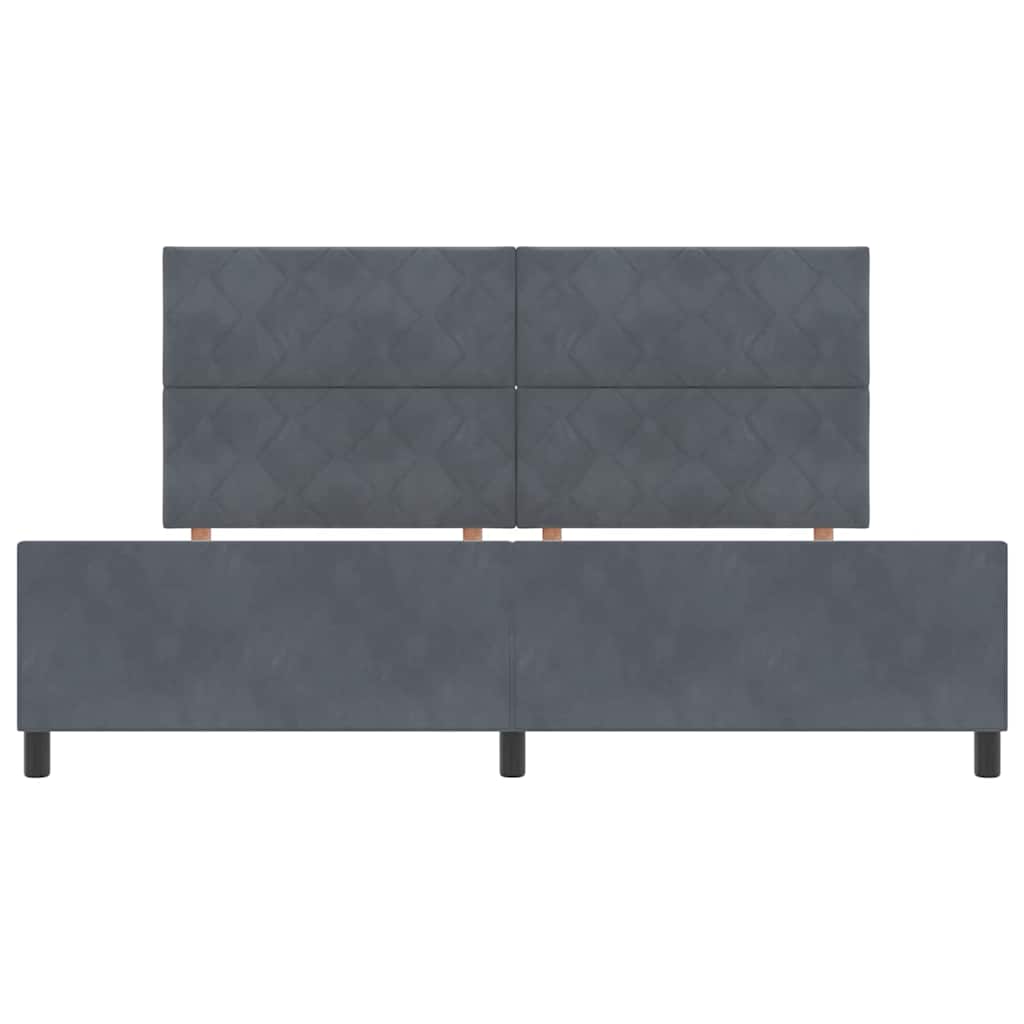 Sengestel Med Hovedgærde Mørkegrå 200 X 200 Cm Fløjl - Billede 7