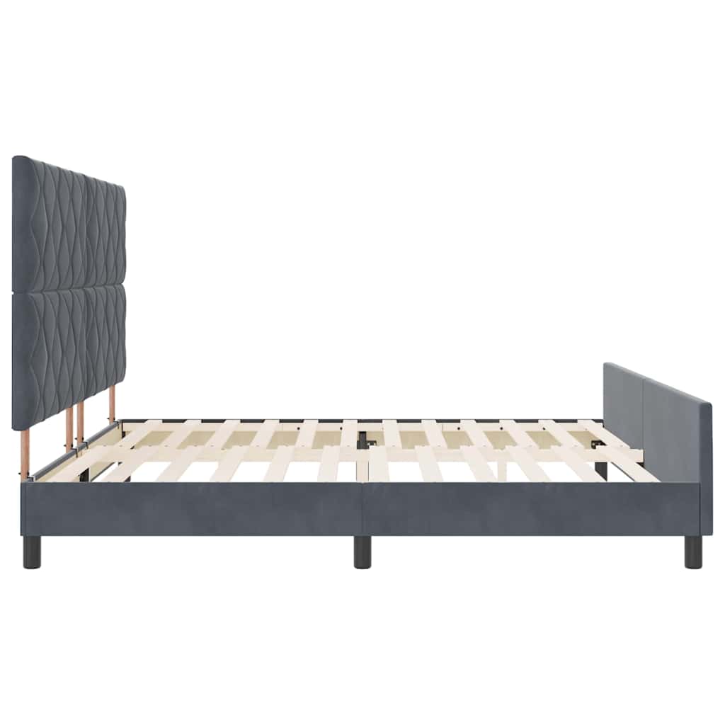 Sengestel Med Hovedgærde Mørkegrå 200 X 200 Cm Fløjl - Billede 8