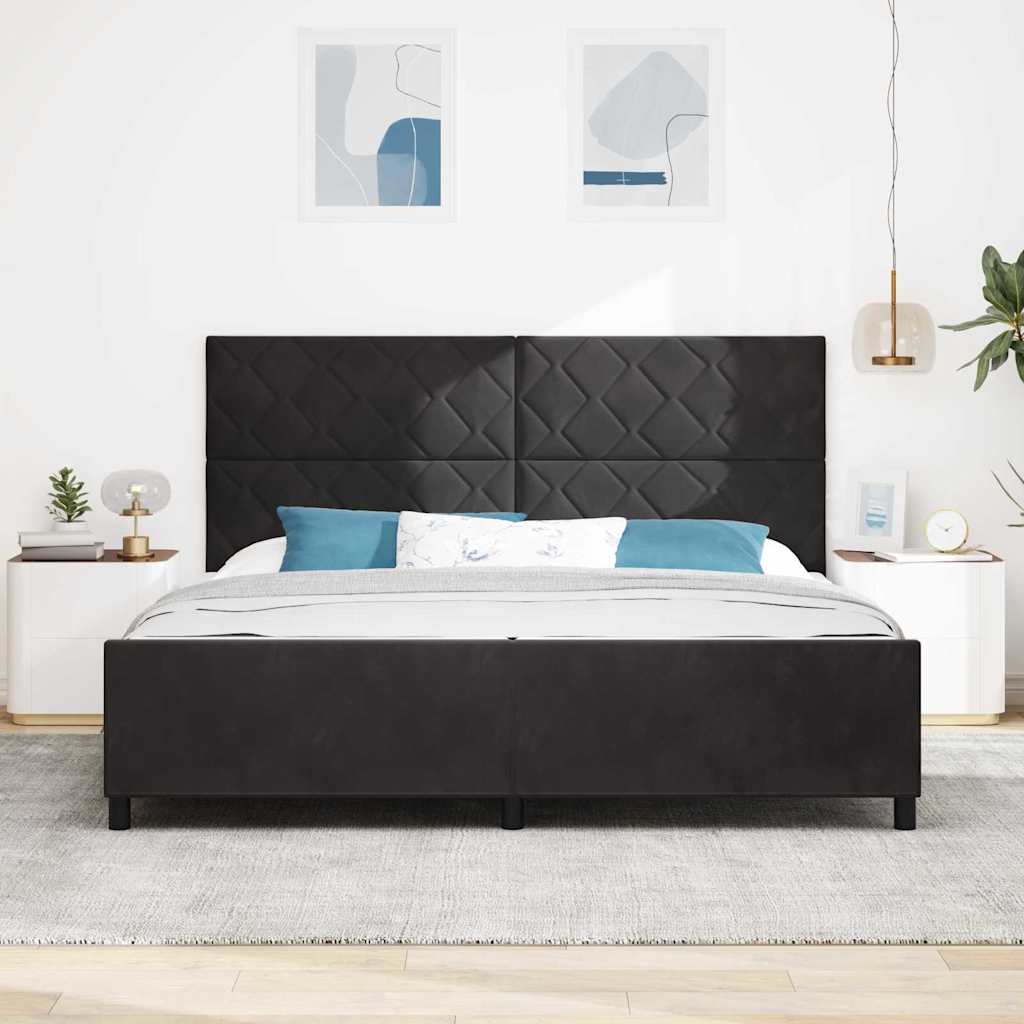 Sengestel Med Hovedgærde Sort 200 X 200 Cm Fløjl - Billede 4