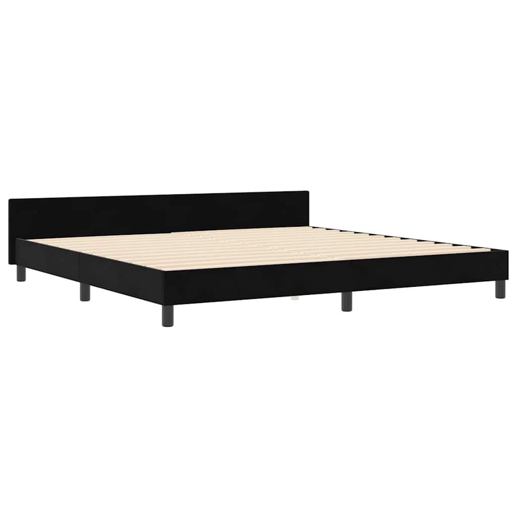 Sengestel Med Hovedgærde Sort 200 X 200 Cm Fløjl - Billede 2
