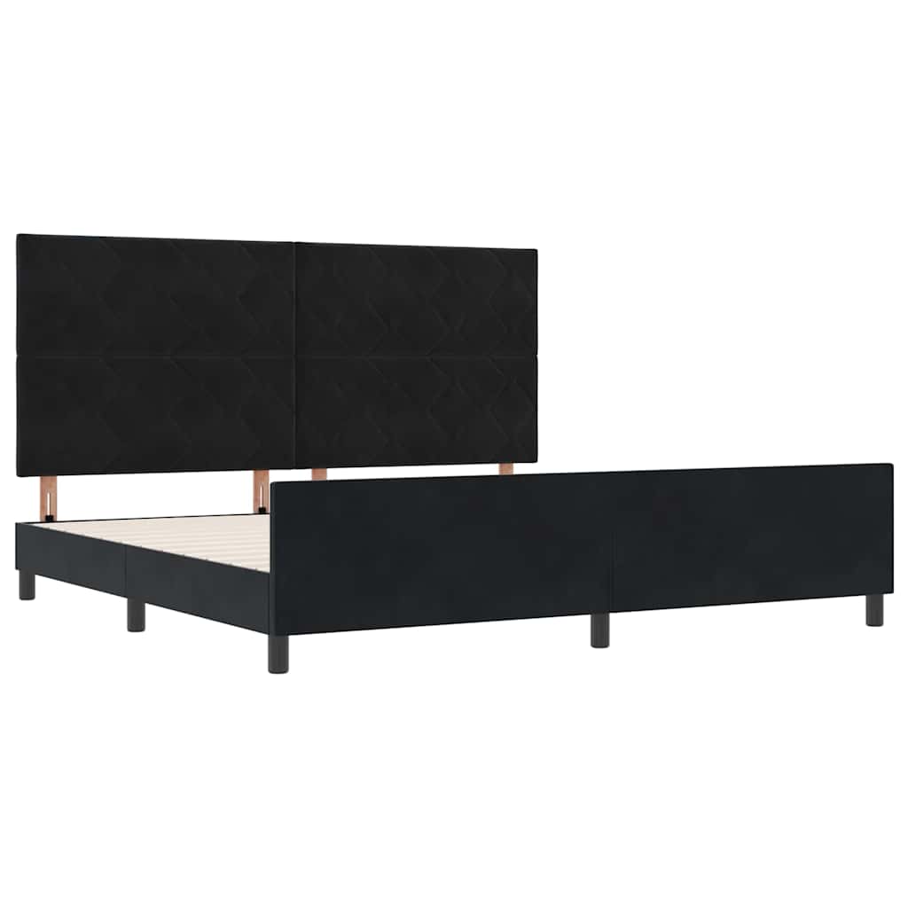 Sengestel Med Hovedgærde Sort 200 X 200 Cm Fløjl - Billede 5
